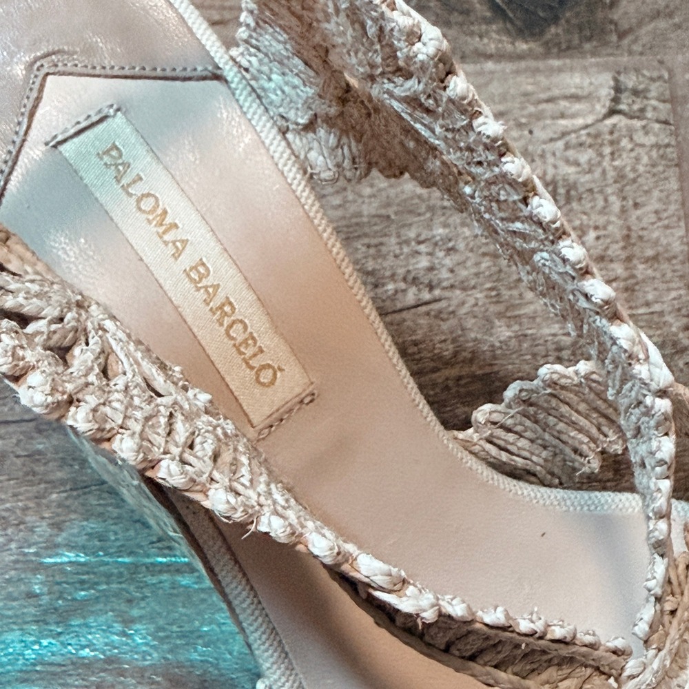Paloma Barceló Women's Natural Raffia Espadrilles Wedge Heel, Cream,38 (8) - Picture 3 of 9